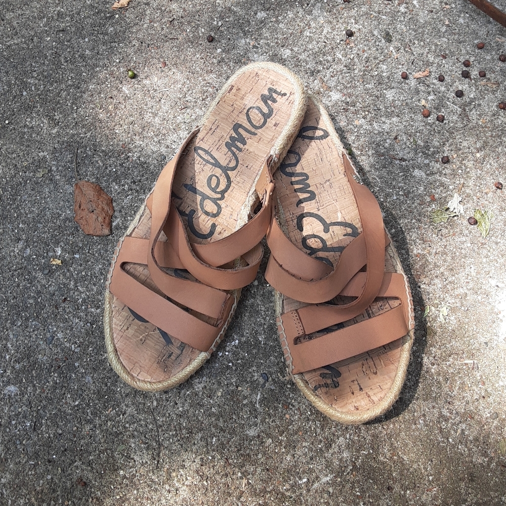 Sam Edelman Tan Leather Edpadrille Sandals Sz 8